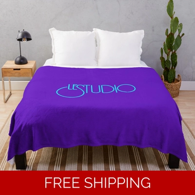 Le Studio Throw Purple Blanket Original Aqua Blue Logo